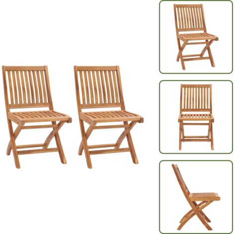 Sillas de madera - vidaXL Sillas de jardín plegables 2 unidades madera maciza de teca - Sillas de jardín de teca