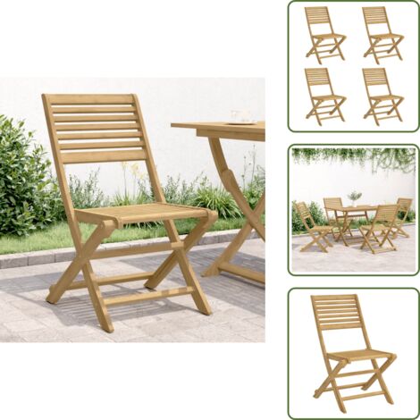 Sillas de madera - vidaXL Sillas de jardín plegables 4 uds madera acacia 48,5x61,5x87 cm - Sillas de jardín de acacia