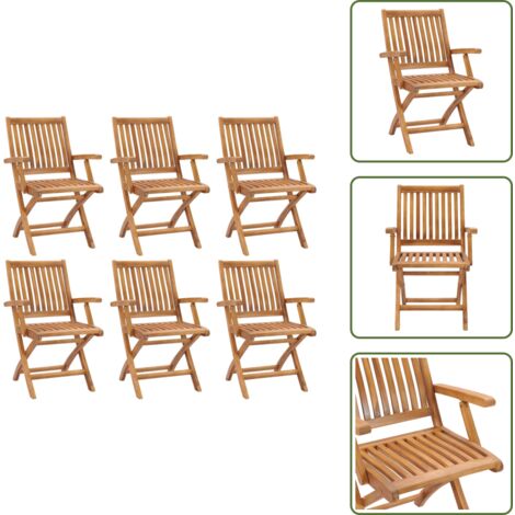Sillas de madera - vidaXL Sillas de jardín plegables 6 unidades madera maciza de teca - Sillas de teca