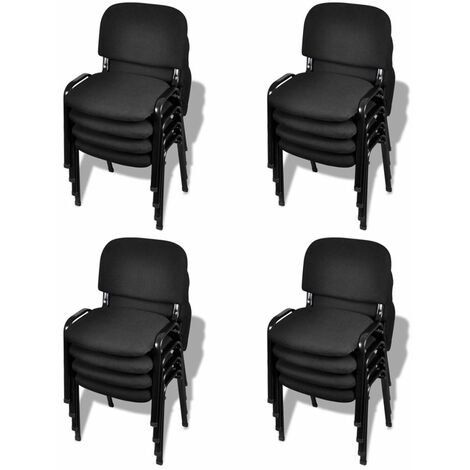 Sillas de oficina apilables 16 piezas tela negra