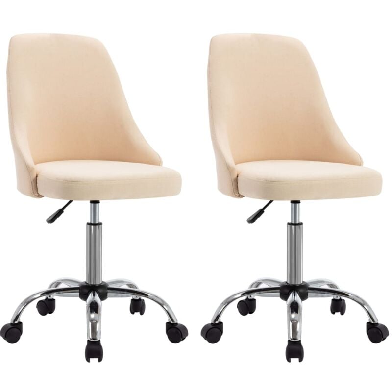 

vidaXL Sillas de oficina giratorias tela 2 unidades crema - Crema