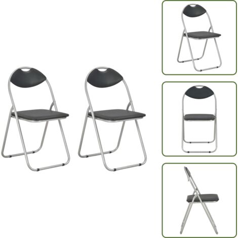 Sillas de oficina - vidaXL Sillas de comedor plegables 2 unidades cuero sintético negro - Sillas extra