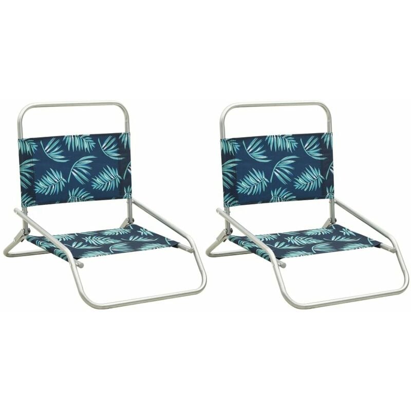 

Sillas de playa plegables 2 uds tela con estampado de hojas