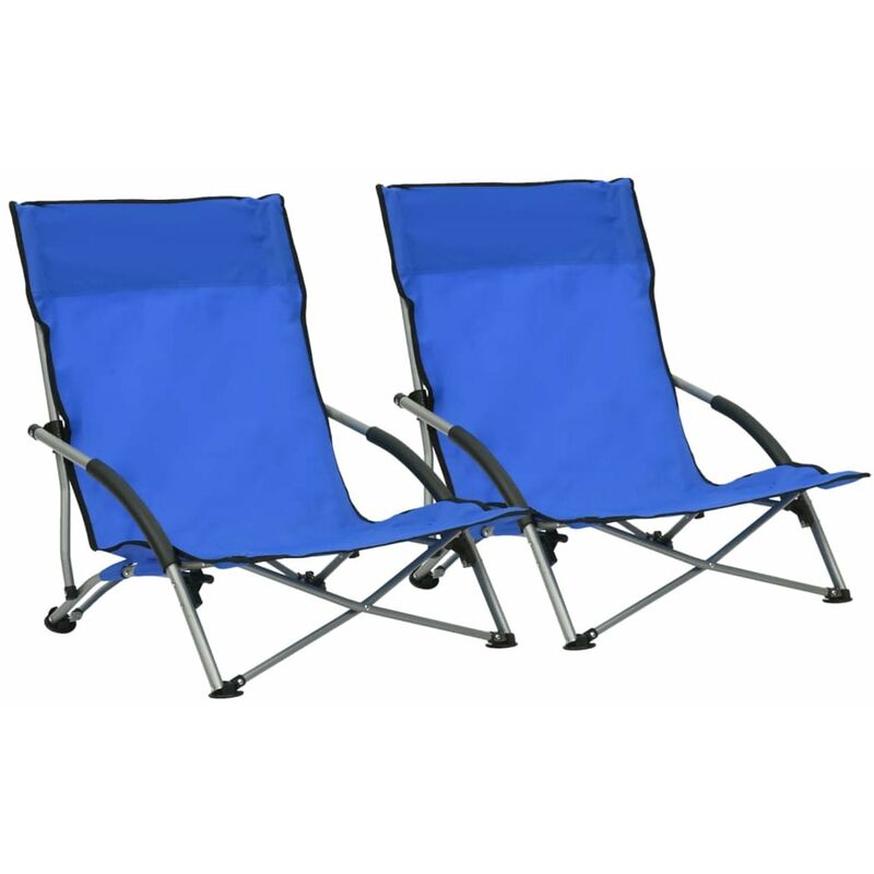 

Sillas de playa plegables 2 unidades tela azul