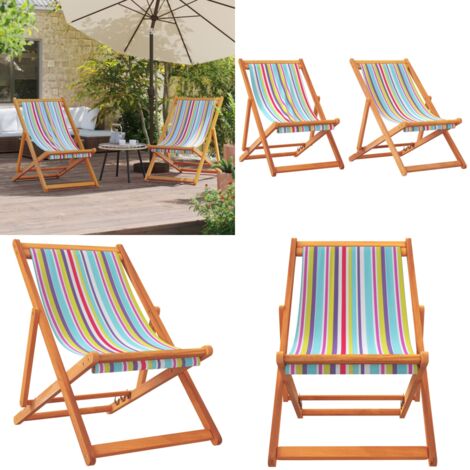 Sillas de playa plegables 2 unidades tela multicolor - Sillas de camping - Sillas reclinables