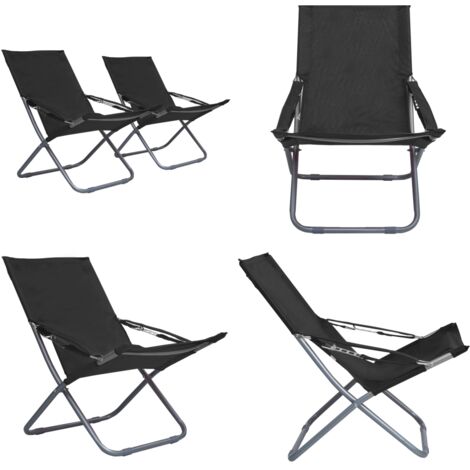Sillas de playa plegables 2 unidades tela negro - Sillas plegables - Sillas de jardín