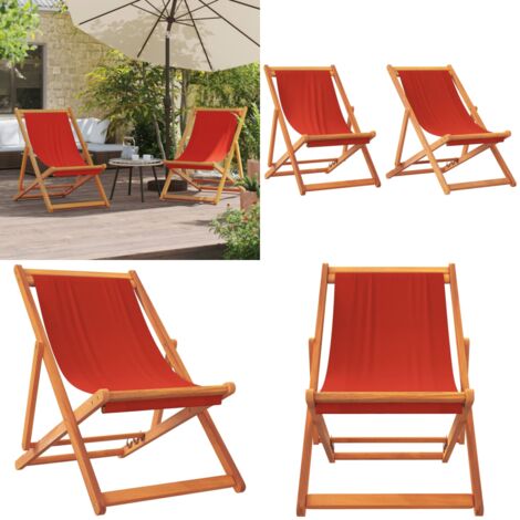 Sillas de playa plegables 2 unidades tela rojo - Sillas de camping - Sillas reclinables