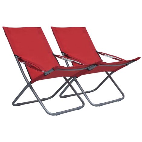 Sillas de playa plegables 2 unidades tela rojo vidaXL
