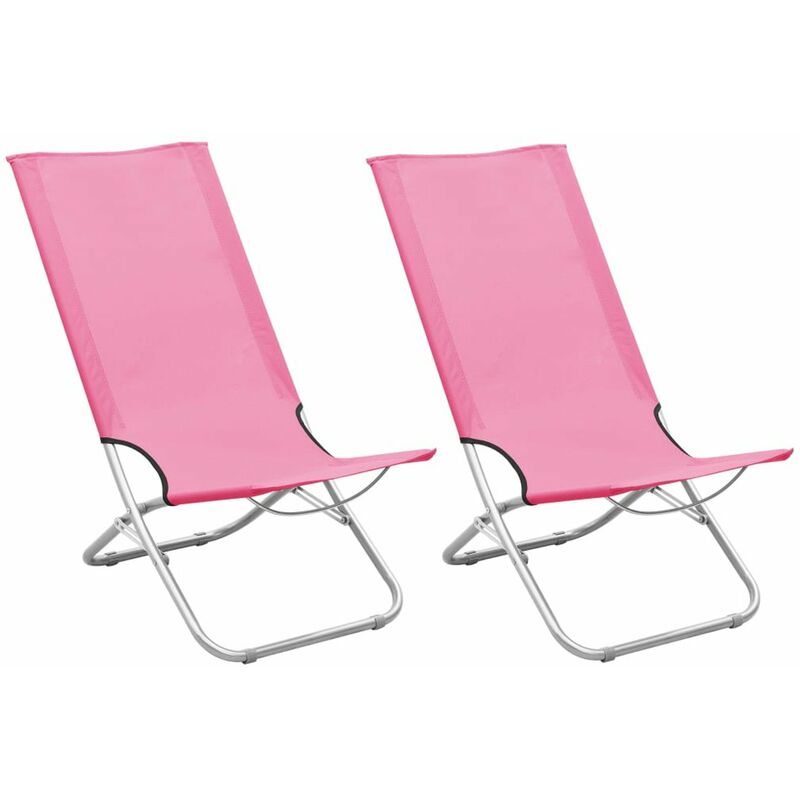 

Sillas de playa plegables 2 unidades tela rosa