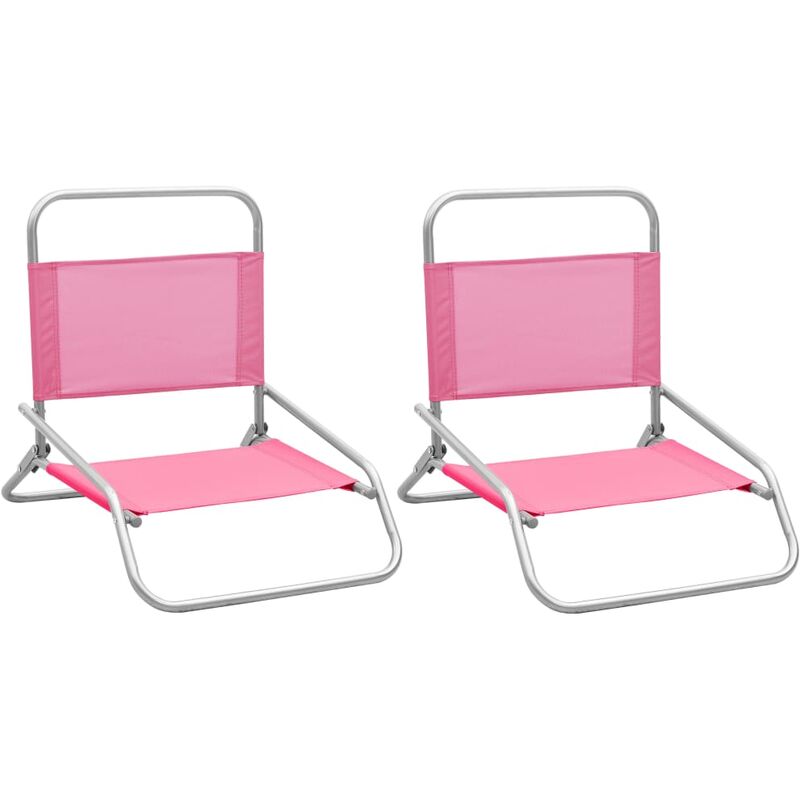 

Sillas de playa plegables 2 unidades tela rosa