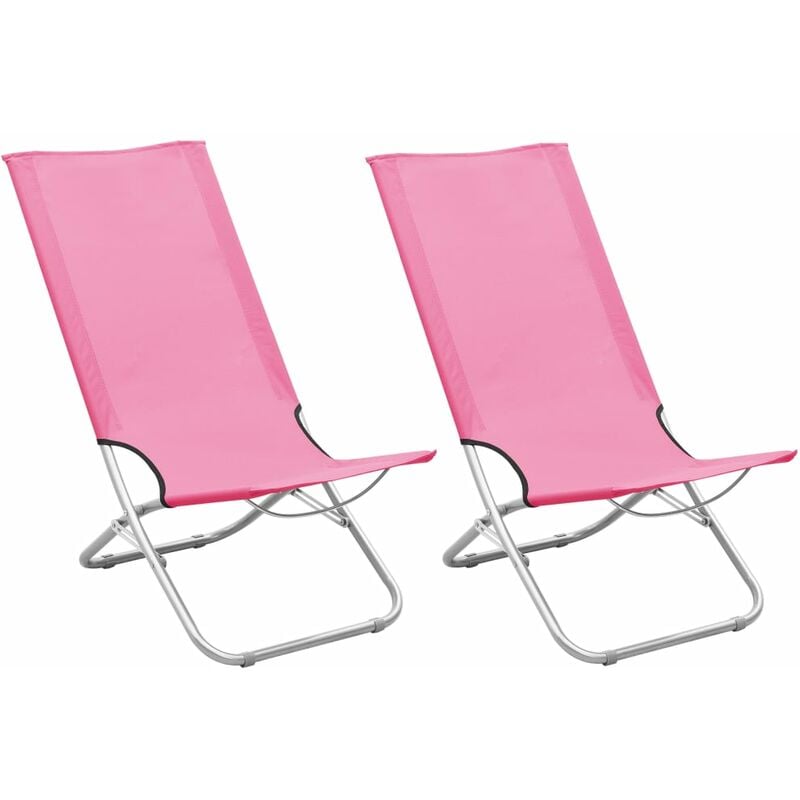 

Sillas de playa plegables 2 unidades tela rosa