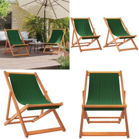 Sillas de playa plegables 2 unidades tela verde - Sillas de camping - Sillas reclinables