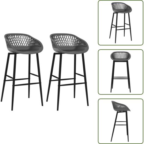 Sillas de pub - vidaXL Taburetes de cocina 2 unidades gris - Asientos de cocina