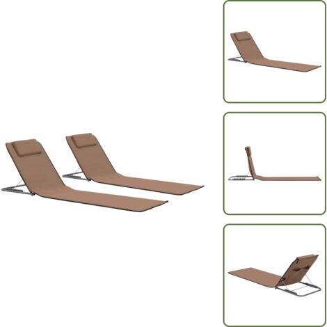 Sillas de relax - vidaXL Esteras de playa plegables 2 unidades acero y tela marrón - Esteras para piscina