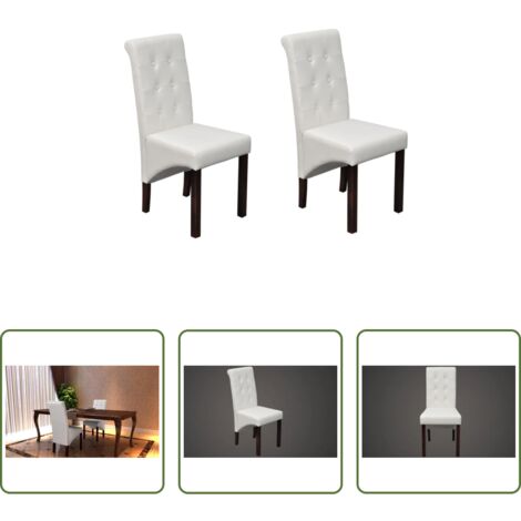Sillas ergonómicas -  Sillas de comedor 2 unidades cuero sintético blanco