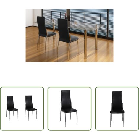 Sillas ergonómicas -  Sillas de comedor 2 unidades cuero sintético negro