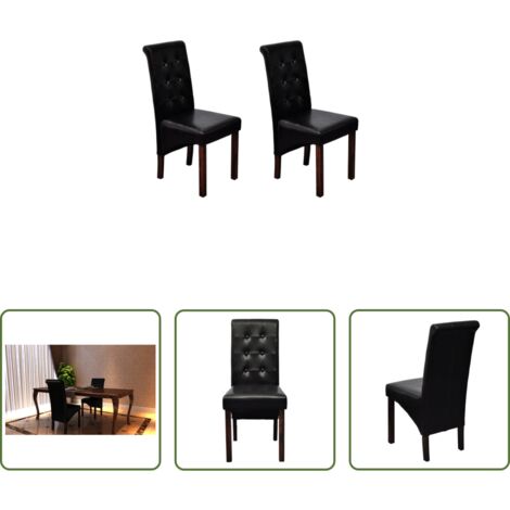 Sillas ergonómicas -  Sillas de comedor 2 unidades cuero sintético negro