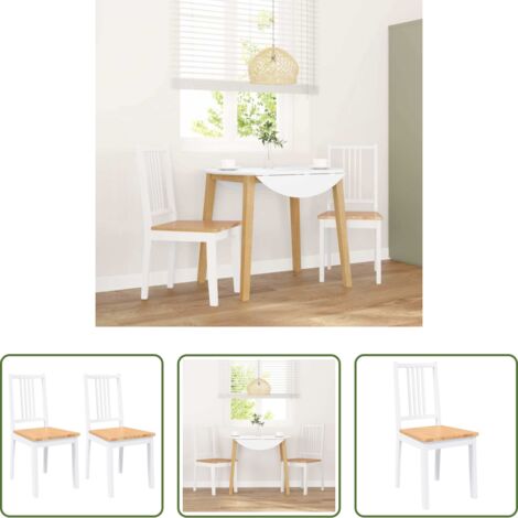 Sillas ergonómicas -  Sillas de comedor 2 unidades madera maciza de caucho blanco