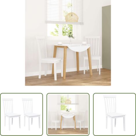 Sillas ergonómicas -  Sillas de comedor 2 unidades madera maciza de caucho blanco