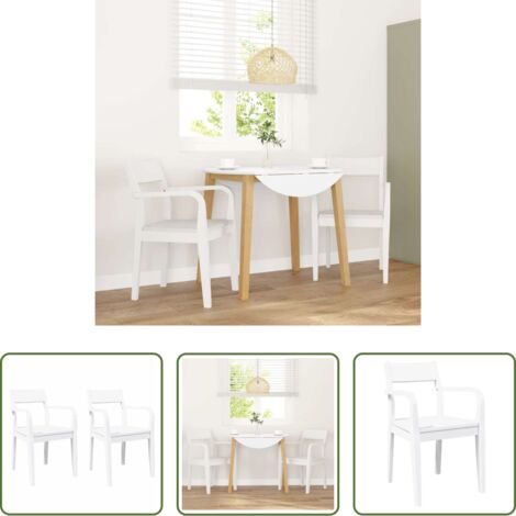 Sillas ergonómicas -  Sillas de comedor 2 unidades madera maciza de caucho blanco