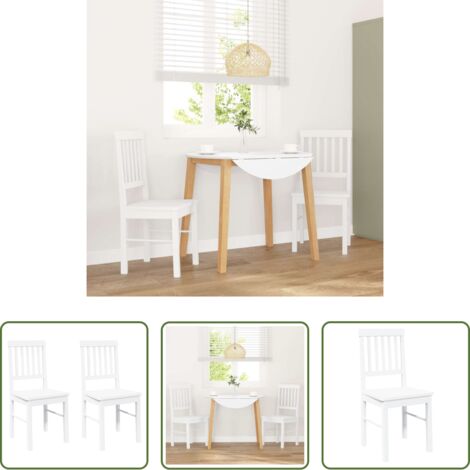 Sillas ergonómicas -  Sillas de comedor 2 unidades madera maciza de caucho blanco
