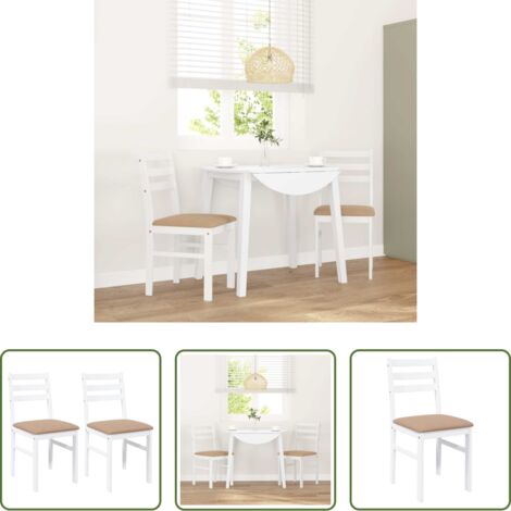 Sillas ergonómicas -  Sillas de comedor con cojines 2uds madera maciza blanco caucho