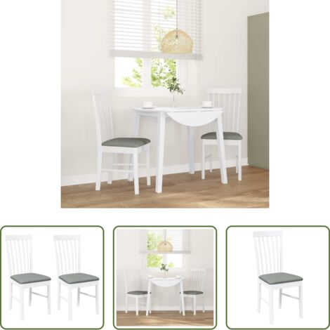 Sillas ergonómicas -  Sillas de comedor con cojines 2uds madera maciza blanco caucho