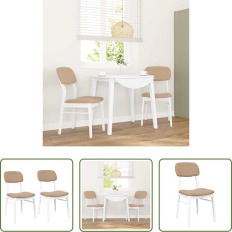Sillas ergonómicas -  Sillas de comedor con cojines 2uds madera maciza blanco caucho