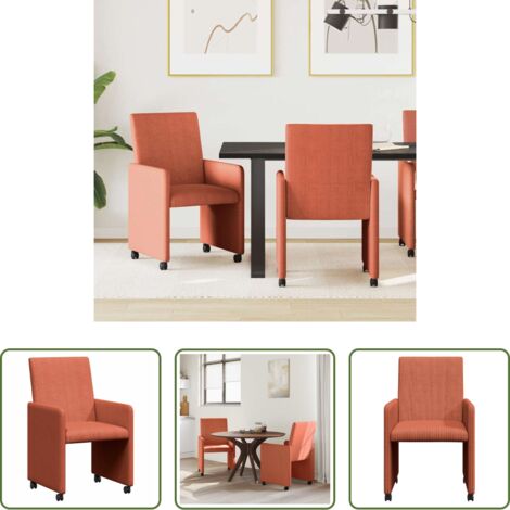 Sillas ergonómicas -  Sillas de Comedor con Ruedas 2 pcs Rojo naranja 57 x 66 x 94 cm