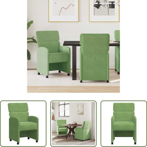 Sillas ergonómicas -  Sillas de Comedor con Ruedas 2 pcs Verde claro 58 x 65 x 98 cm