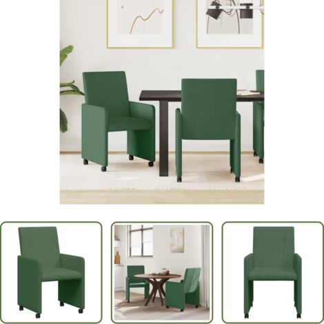 Sillas ergonómicas -  Sillas de Comedor con Ruedas 2 pcs Verde grisáceo Tela de pana