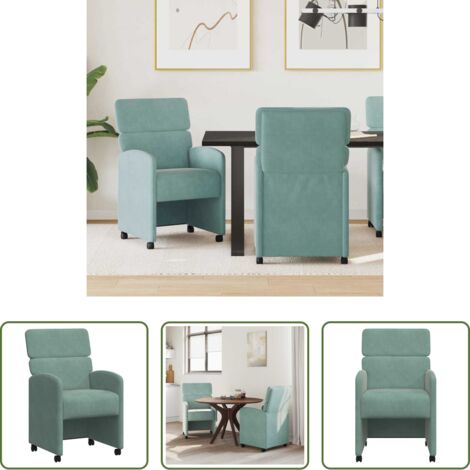 Sillas ergonómicas -  Sillas de Comedor con Ruedas 2 pcs Verde mar 58 x 65 x 98 cm