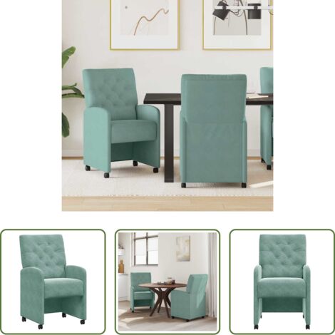 Sillas ergonómicas -  Sillas de Comedor con Ruedas 2 pcs Verde mar 58 x 67 x 97 cm