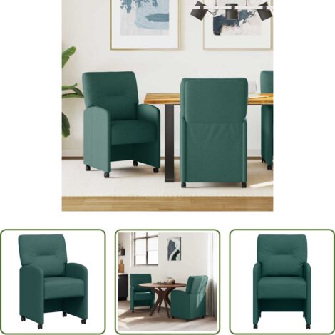 Sillas ergonómicas -  Sillas de Comedor con Ruedas 2 pcs Verde oscuro 57 x 67 x 95 cm