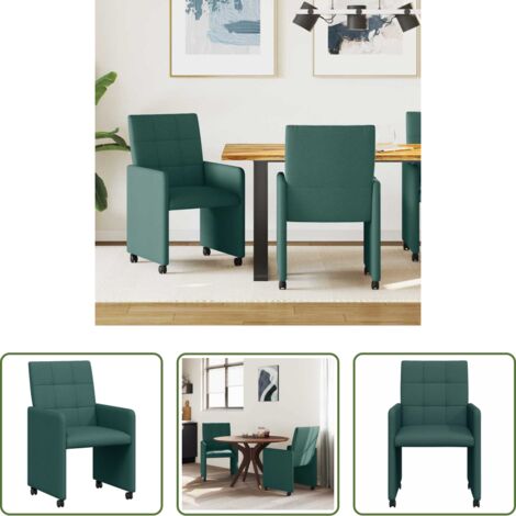 Sillas ergonómicas -  Sillas de Comedor con Ruedas 2 pcs Verde oscuro 58 x 65 x 94 cm