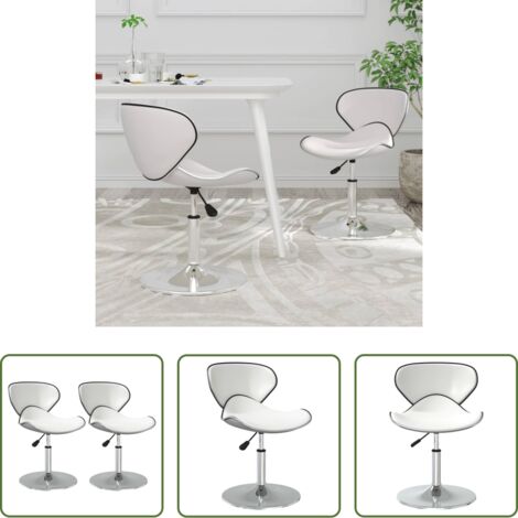 Sillas giratorias -  Sillas de comedor 2 unidades cuero sintético blanco