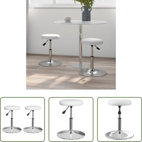 Sillas giratorias -  Sillas de comedor 2 unidades cuero sintético blanco