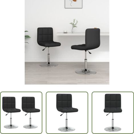 Sillas giratorias -  Sillas de comedor 2 unidades cuero sintético negro