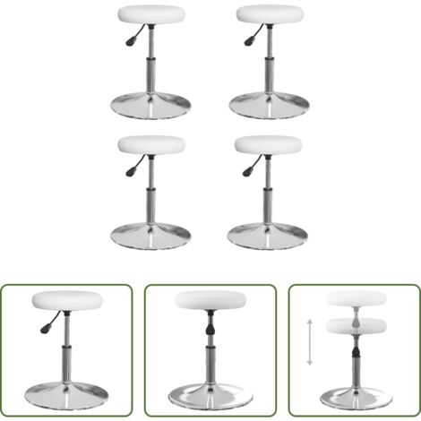 Sillas giratorias -  Sillas de comedor 4 unidades cuero sintético blanco