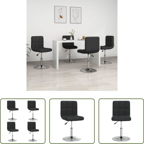 Sillas giratorias -  Sillas de comedor 4 unidades cuero sintético negro