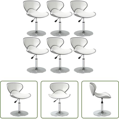 Sillas giratorias -  Sillas de comedor 6 unidades cuero sintético blanco