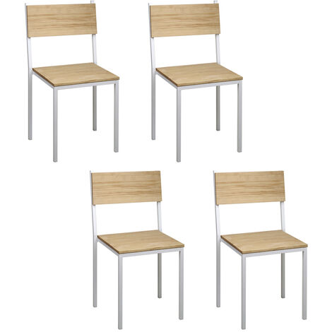 Sillas iCub encajable Pack 4Ud. 40x40x85cm Blancas en madera maciza de pino acabado vintage estilo industrial Box Furniture