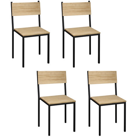 Sillas iCub encajable Pack 4Ud. 40x40x85cm Negras en madera maciza de pino acabado vintage estilo industrial Box Furniture