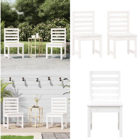 Sillas jardín 2 uds madera maciza pino blanco 50x48x91,5 cm - Sillas de exterior - Sillas de patio