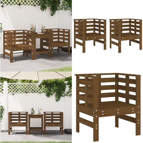 Sillas jardín 2 unidades madera pino marrón miel 61,5x53x71 cm - Sillas de exterior - Sillas de jardín de madera