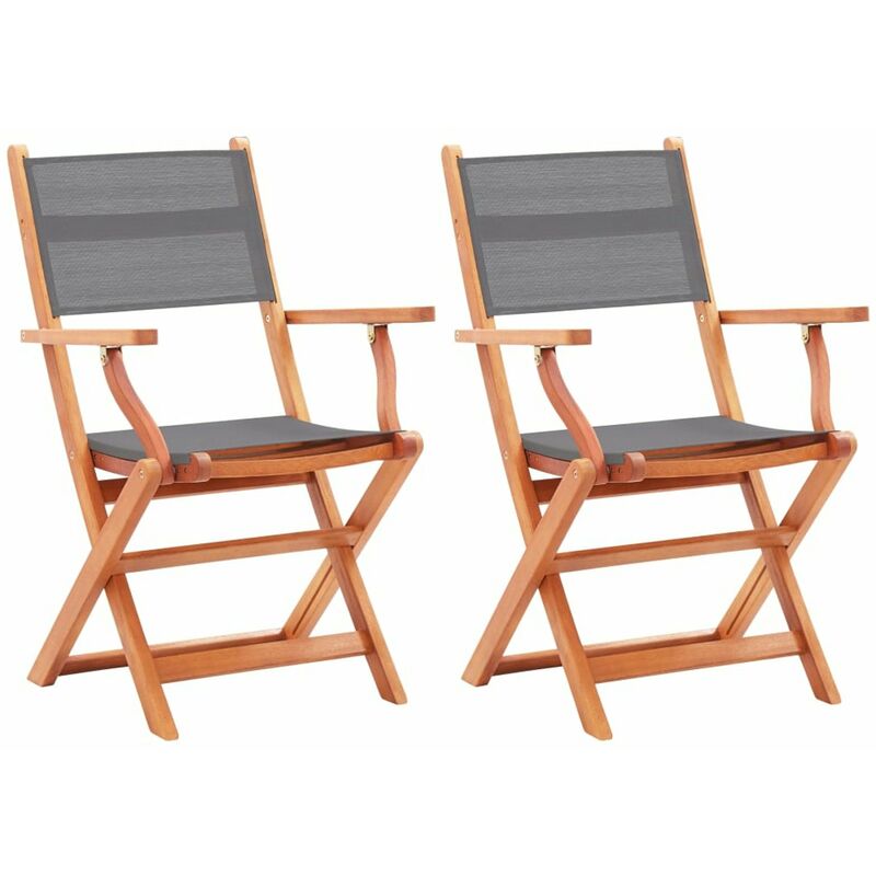 

Sillas jardin plegables 2 uds madera eucalipto textilene gris