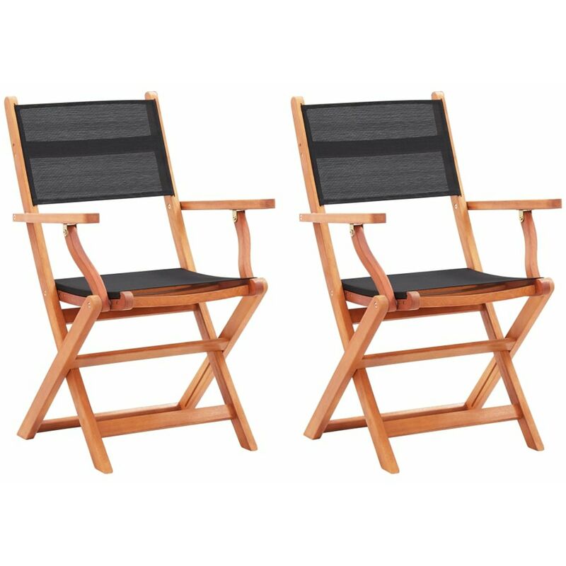 

Happyshopping - Sillas jardin plegables 2 uds madera eucalipto textilene negro
