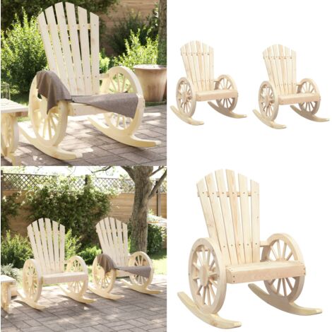 Sillas mecedoras Adirondack 2 uds madera maciza de abeto - Sillas mecedoras de madera - Sillas de jardín