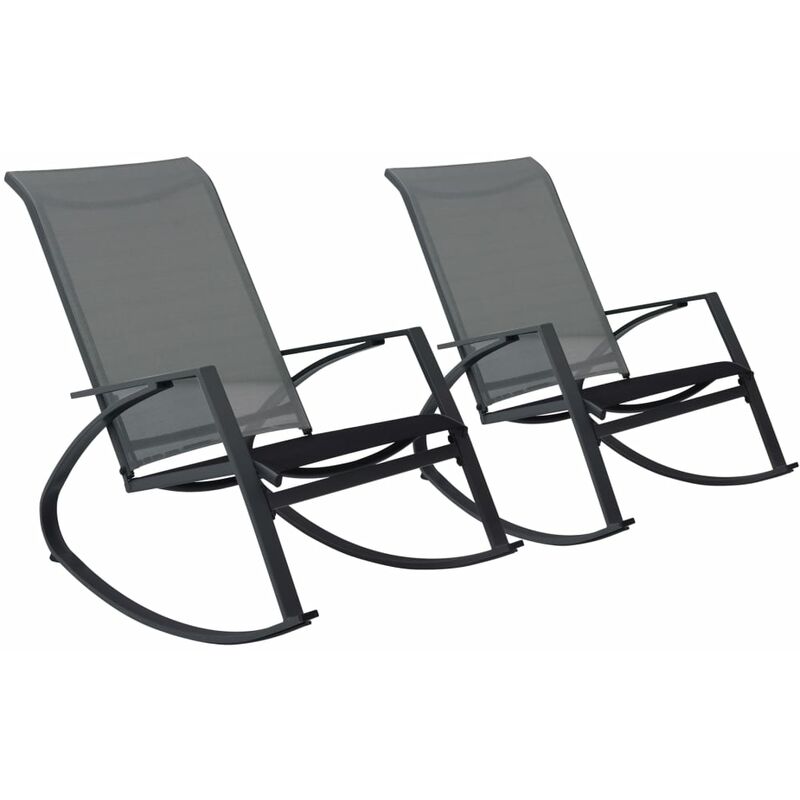 

vidaXL Sillas mecedoras de jardín 2 unidades textilene gris oscuro - Gris