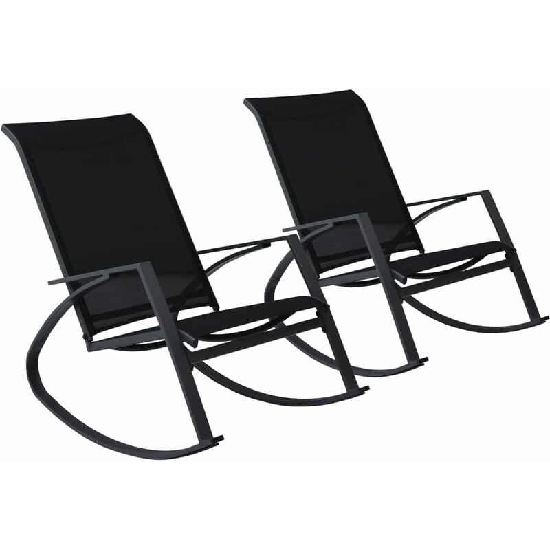 

Sillas mecedoras de jardín 2 unidades textilene negro